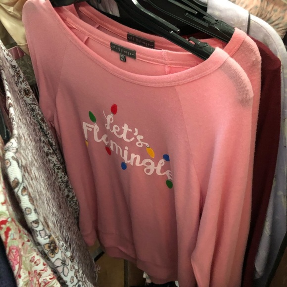 PJ Salvage Let's Flamingle Long Sleeve Graphic Top 🤩 S1 - Picture 7 of 9